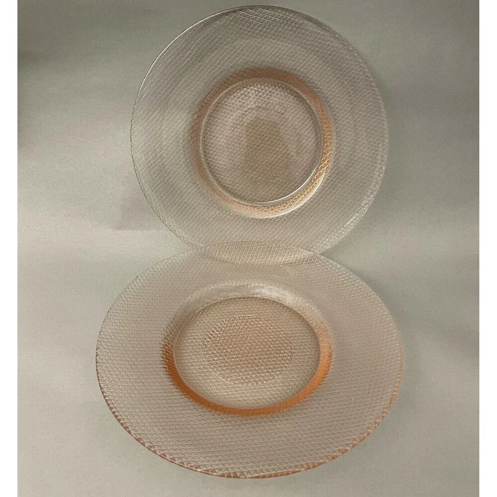 Pink Glass Salad Luncheon Plates 8 7/8